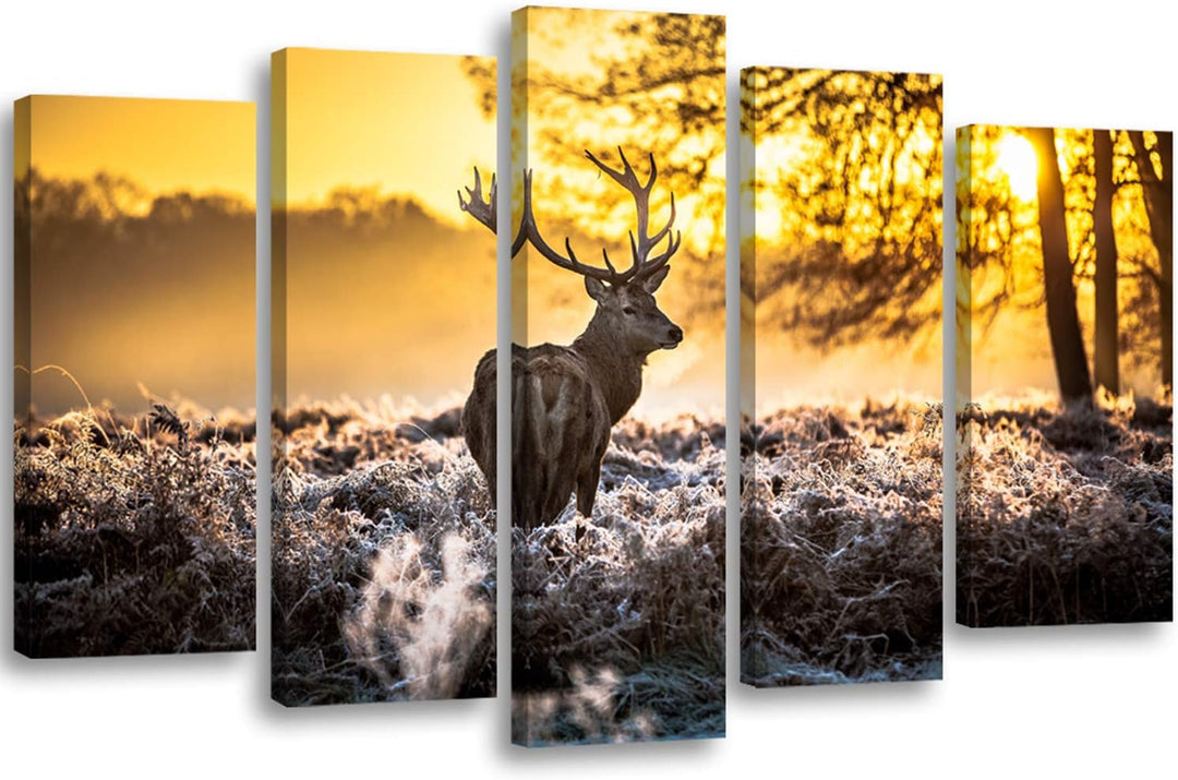 Feeby Frames, Leinwandbild, Bilder, Wand Bild - 5 Teile - Wandbilder, Kunstdruck XXL, TypA, 250x120