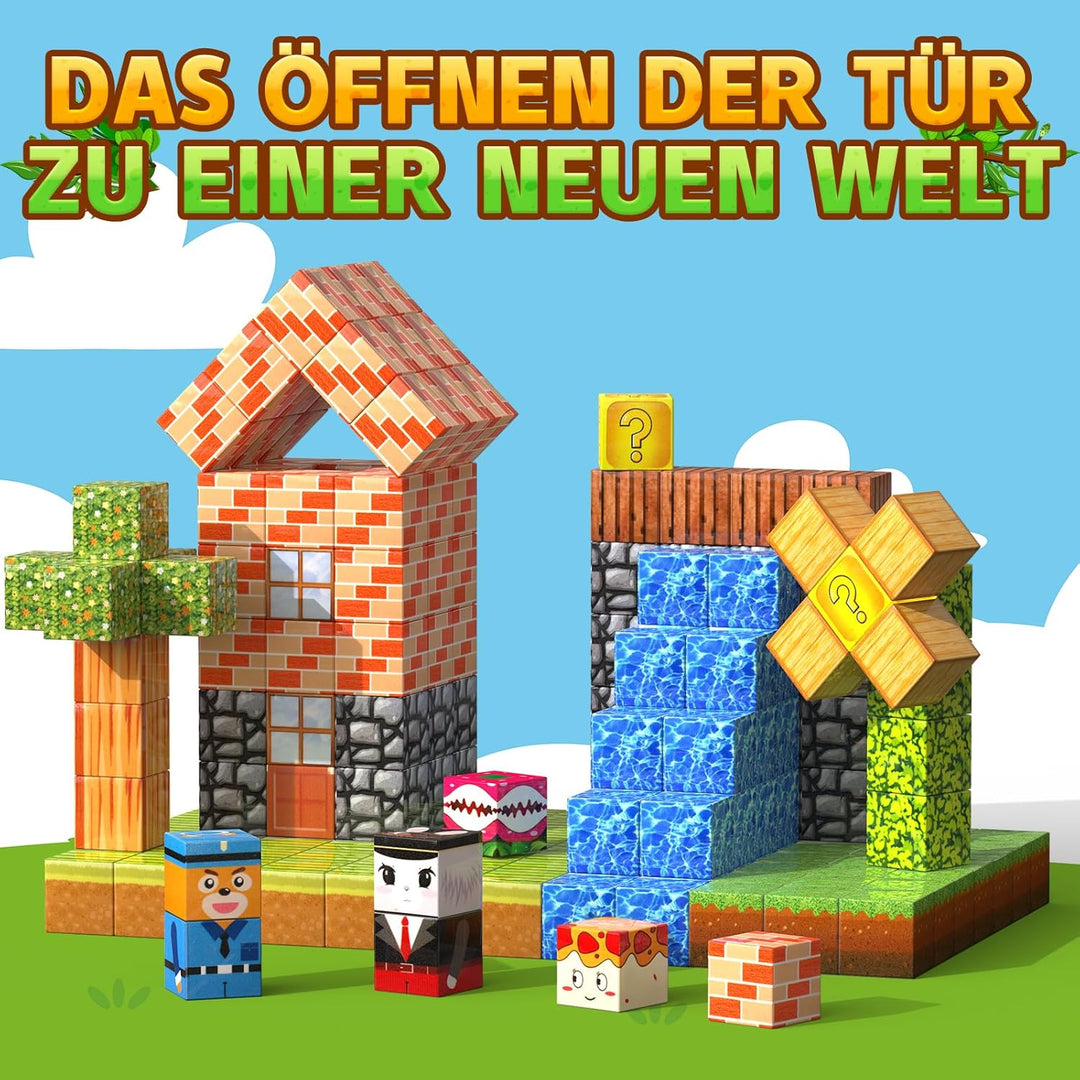 136 Stück Magnetische Bausteine, Magnetblöcke für Kinder ab 3 4 5 6 7 8 9 Jahre, Kreatives Konstrukt