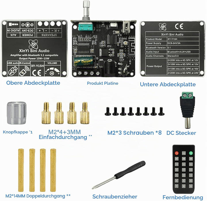 Aicharynic Bluetooth Verstärker Board: HiFi Stereo, 2-Kanal 2X50W Audio Verstärker, Mini Digital End