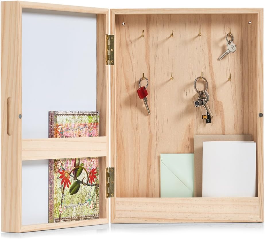 Zeller 15142 Schlüssel-/Memo-Box mit Whiteboard, Holz Schlüsselkasten, Holz, Weiss, 42 x 30 x 8 cm