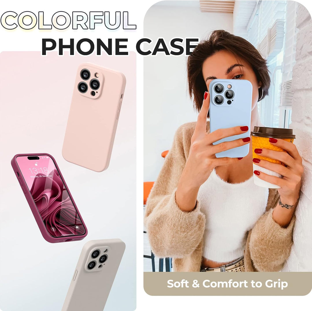 GOODVISH 3 in 1 Hülle Kompatibel mit iPhone 14 Pro - mit 2 Stück Schutzfolie | Liquid Silikon Handyh