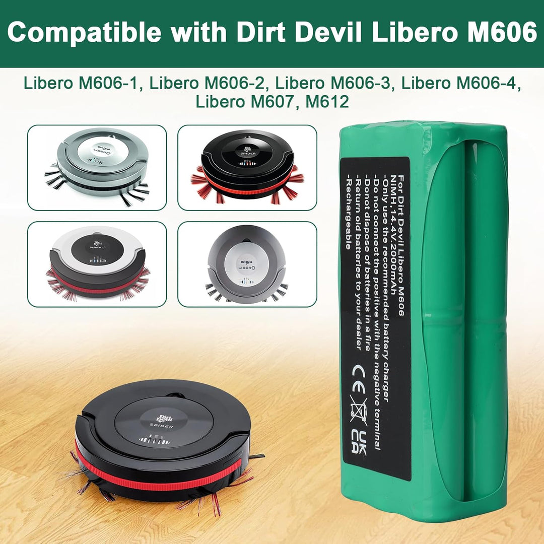 14.4 V,2000 mAh NI-Mh Ersatzakku Kompatibel Mit Dirt Devil Libero M606, Libero M606-1, Libero M606-2