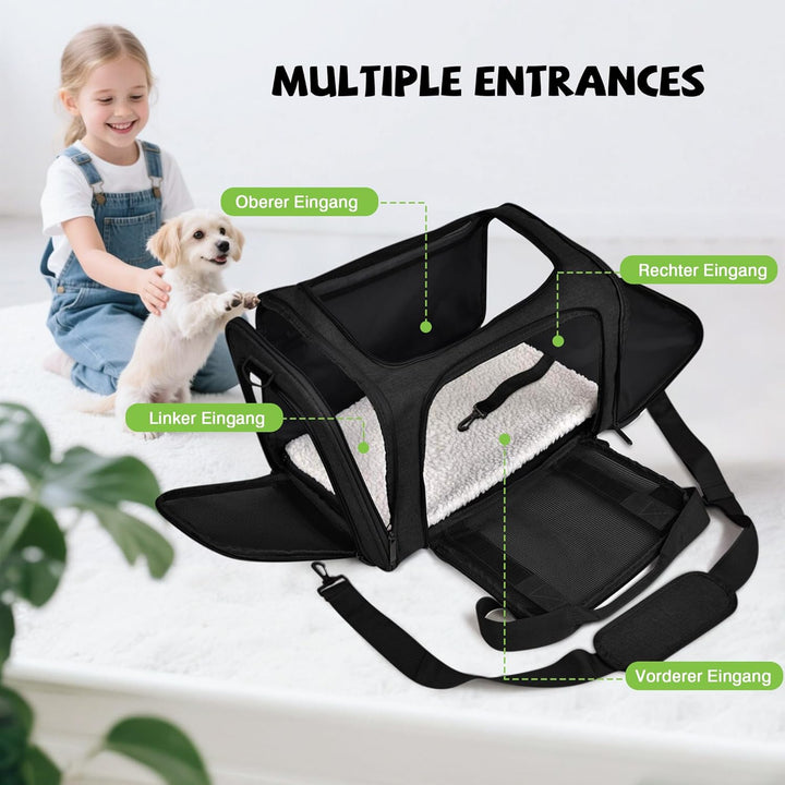 ALLSOPETS Hundetasche Flugzeug, Faltbare Weiche Tiertragetasche für Kleine Hunde & Katzen, Tragetasc