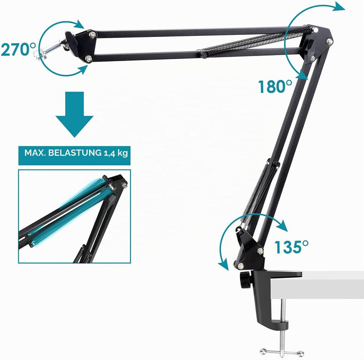 YOUSHARES Blue Yeti Mikrofon Arm, Blue Yeti Mikrofonständer mit Popschutz, Mikrofonarm mit Windschut