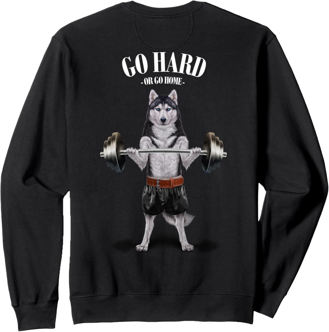 Siberian Husky Hund, der Gewichte im Fitnessstudio hebt Sweatshirt