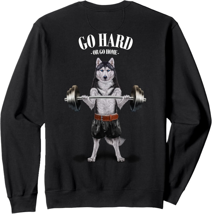 Siberian Husky Hund, der Gewichte im Fitnessstudio hebt Sweatshirt
