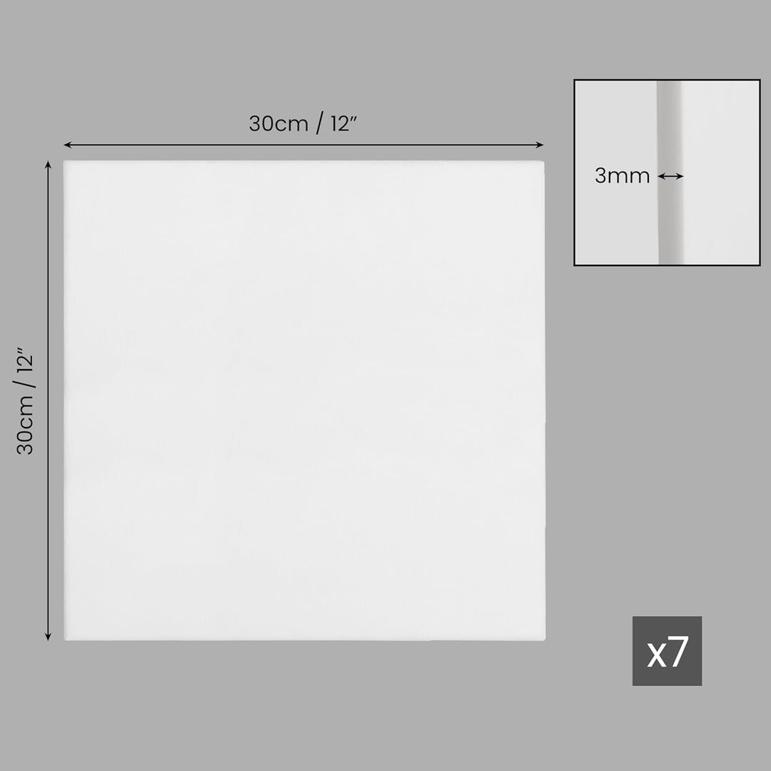 Belle Vous 7 Stk Blanko Leinwände – 30 x 30 cm – Bespannter Rahmen, Keilrahmen Leinwand Set für Küns