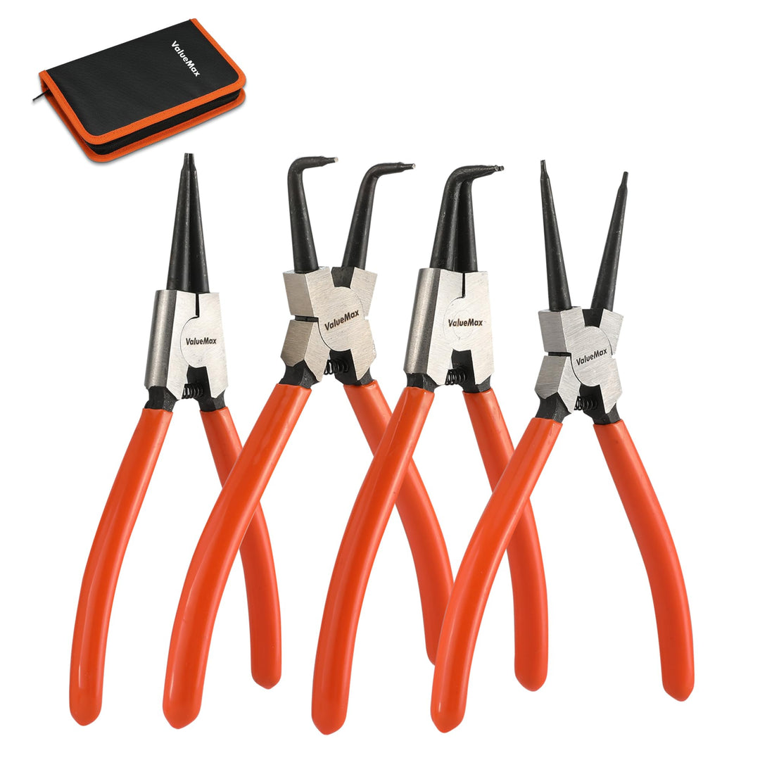 ValueMax Sprengringzangensatz 4tlg.,Sicherungsringzange Set 180mm mit Tasche, für Innen- und Aussens