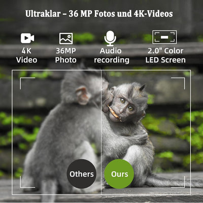 FUNKIND WiFi Wildkamera Fotofalle WLAN 30 MP 4K mit Handyübertragung App, Wildtierkamera mit Nachtsi