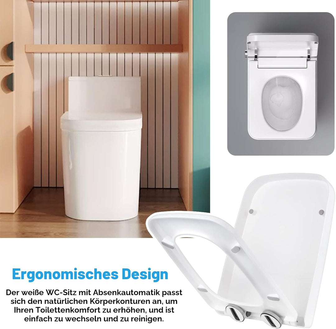 KEESIN Toilettendeckel,WC Sitz mit Absenkautomatik Toilettendeckel Klodeckel Klobrille mit Quick-Rel