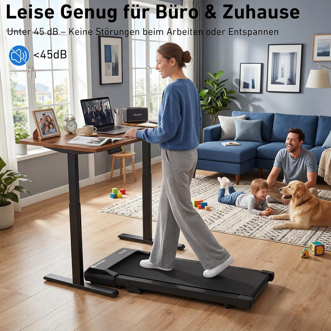 DeerRun Laufband für Zuhause mit 6% Steigung, Walking Pad Laufpad Walkpad Untertisch Elektrisch 1-6