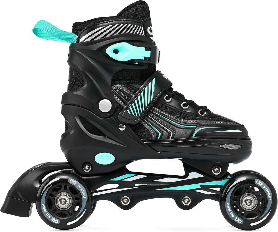 3in1 Inline Skates Inliner Triskates Rollschuhe Optima Black/Mint verstellbar 35-38 (21cm-23cm) Blac