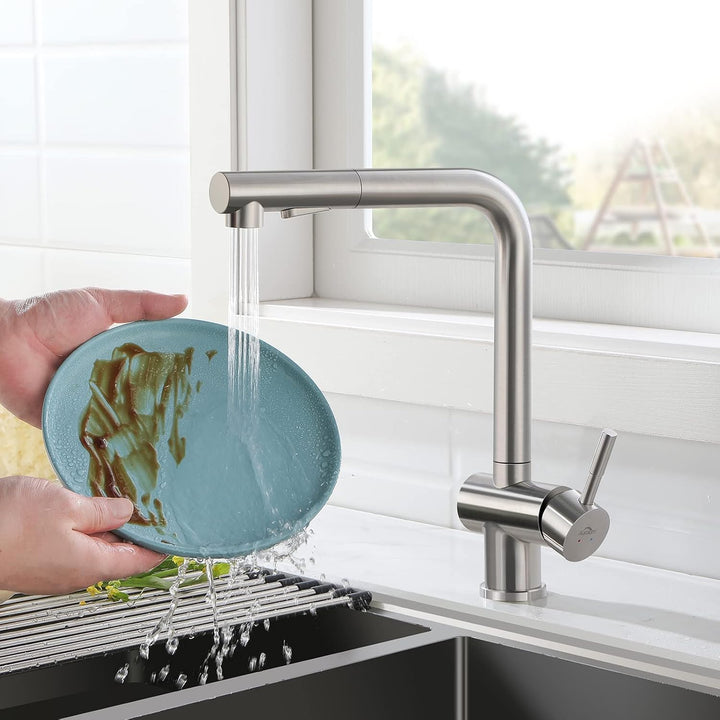 Auralum Niederdruck Armatur Küche, Küchenarmatur niederdruck, Niederdruck armatur mit Brause Zwei Wa