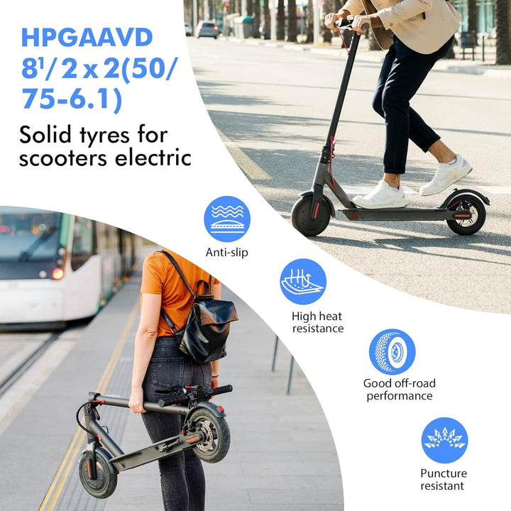 HPGAAVD 8,5 Zoll E Scooter Solid Reifen 2 Stück，50/75-6.1 Elektroroller Vollgummireifen für Xiaomi M