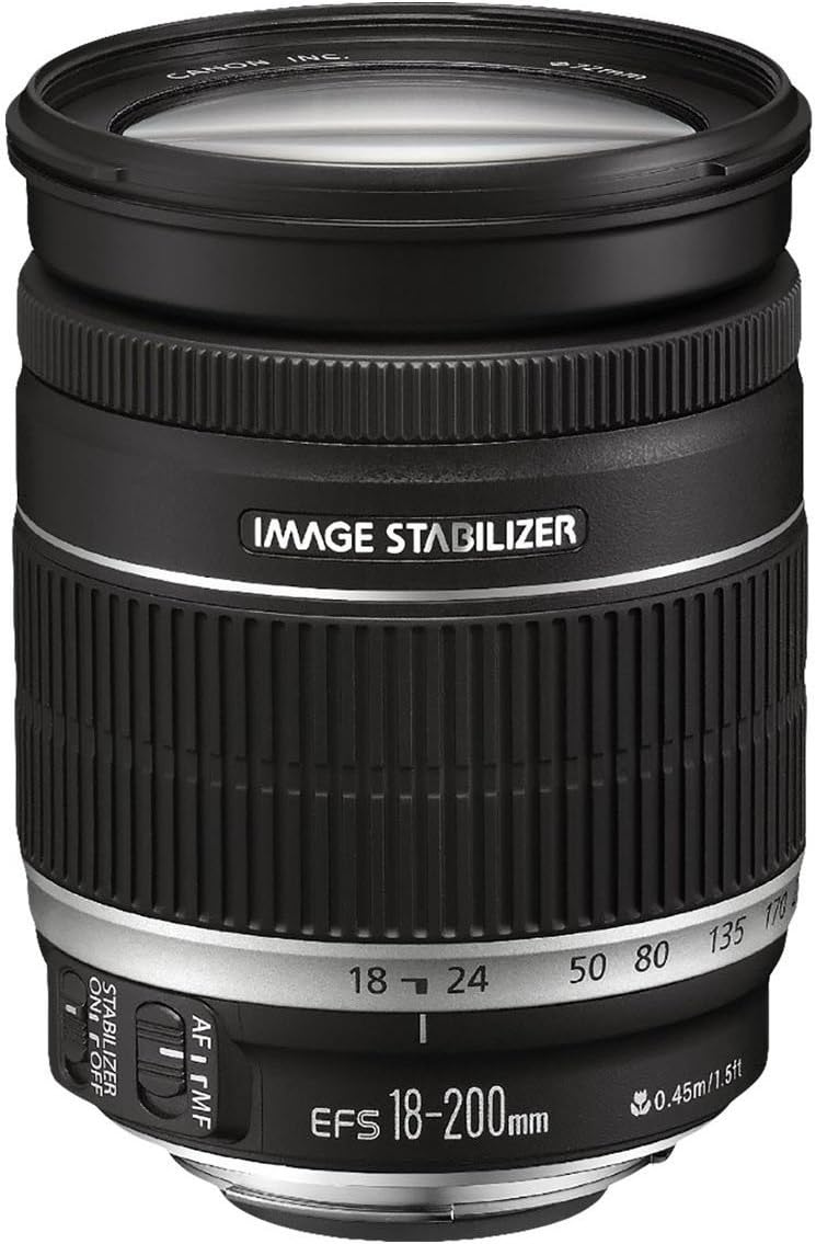 Canon EF-S 18-200mm F3.5-5.6 IS Objektiv (72mm Filtergewinde) schwarz Single, Single