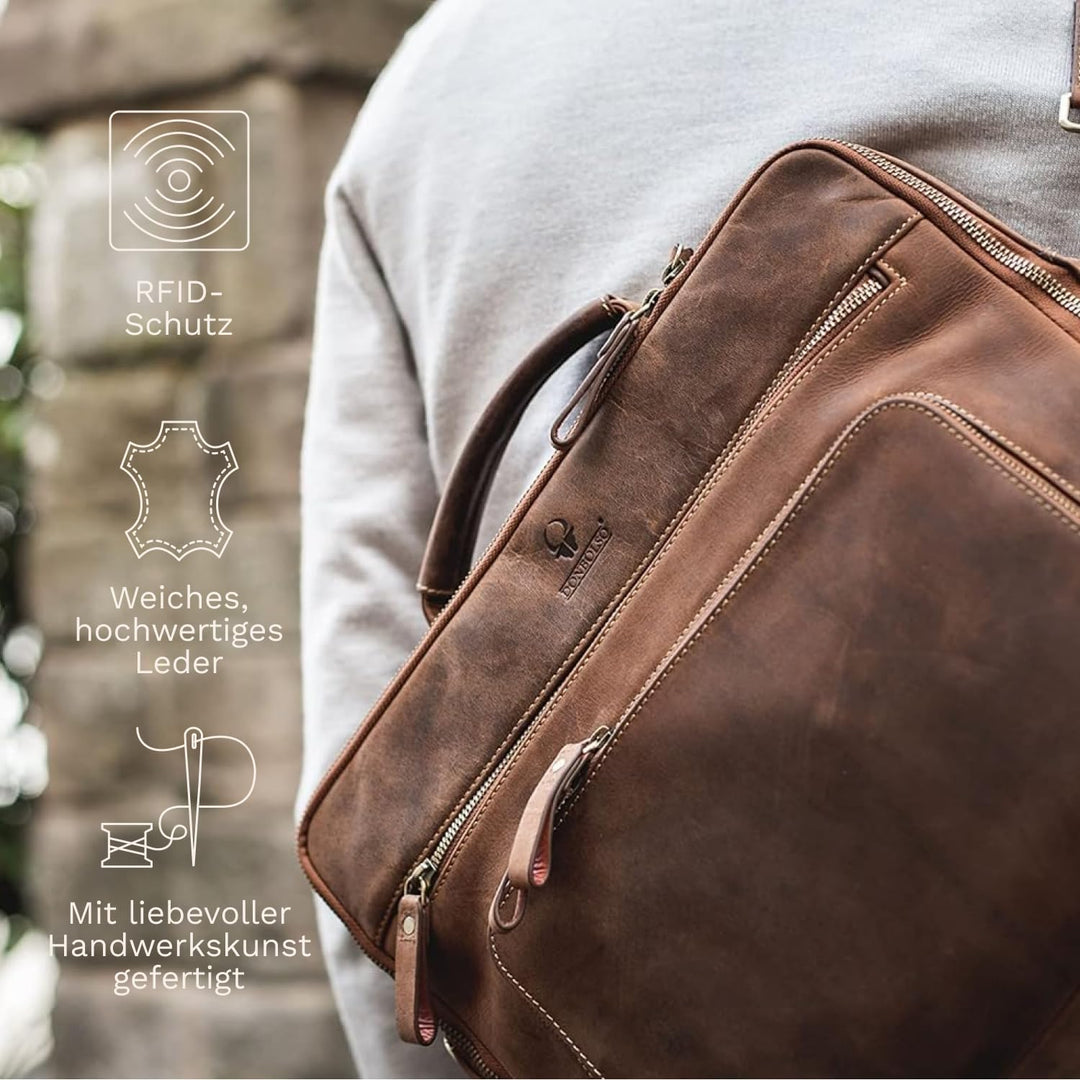 DONBOLSO Laptoptasche San Francisco I Leder Umhängetasche für Laptop I Aktentasche für Notebook in z