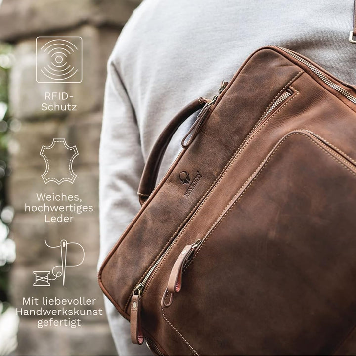 DONBOLSO Laptoptasche San Francisco I Leder Umhängetasche für Laptop I Aktentasche für Notebook in z