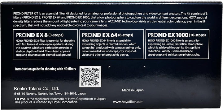 HOYA PRO ND-EX Filter kit Pro ND8/ND64/ND1000 ø49mm 49mm ND8, 64, 1000 Kit, 49mm ND8, 64, 1000 Kit
