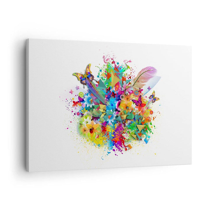 Bilder auf Leinwand Schmetterling Farbe Blume Komposition Leinwandbild 70x50cm Wandbilder Dekoration