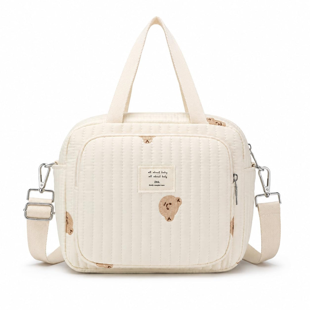 Diaper Bag, Diaper Bag Kleiner Bär, Mommy Bag, Small Quilted Tote with Detachable Adjustable Crossbo