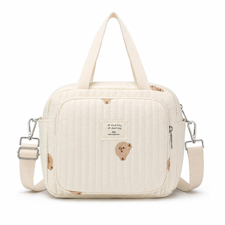 Diaper Bag, Diaper Bag Kleiner Bär, Mommy Bag, Small Quilted Tote with Detachable Adjustable Crossbo