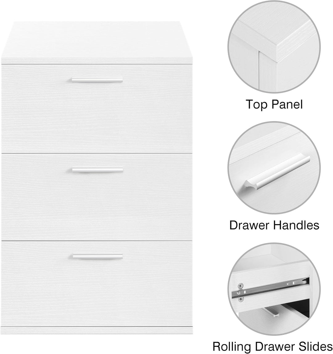 Yaheetech 2 x Nachtschrank Nachttisch Boxspringbett Nachtkommode mit 3 Schubladen 60cm hoch Beistell