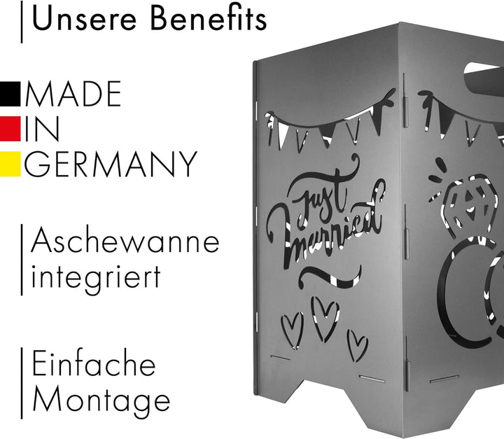 EXTRAVAGANT® Feuertonne Feuerkorb Feuerstelle Feuersäule Hochzeit Hochzeitsgeschenk Geschenk ausgefa