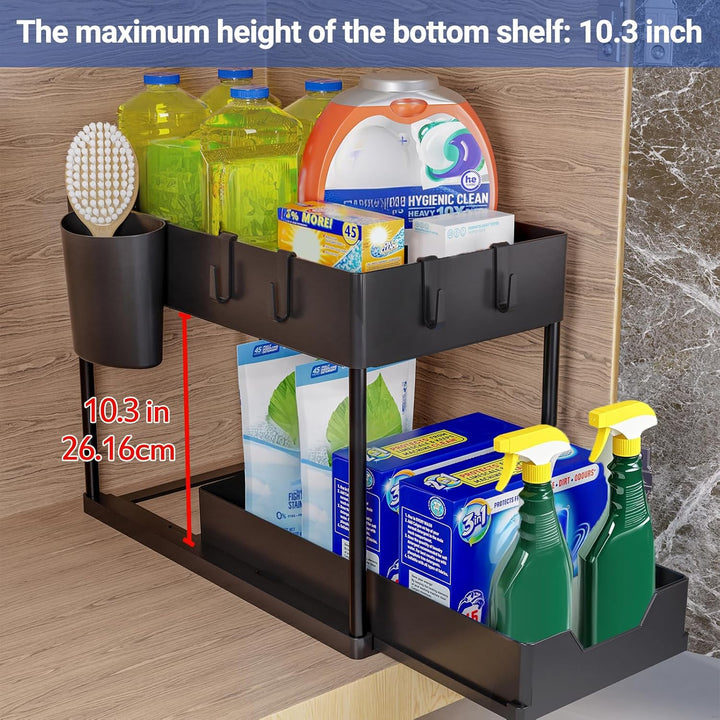 Puricon Unter Waschbecken Regal, 2 Etagen Standregal Küche Arbeitsplatte Regal Organizer, Mehrfunkti