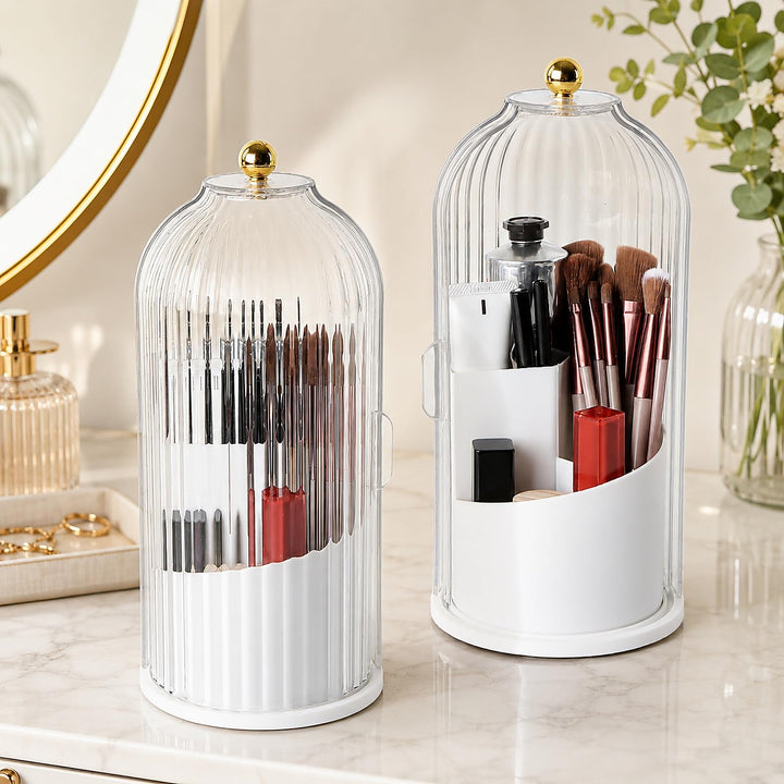 FAVORTALK Make-Up Pinselhalter mit Deckel, 360 Grad Drehbare Makeup Pinsel Veranstalter Spinning Kos