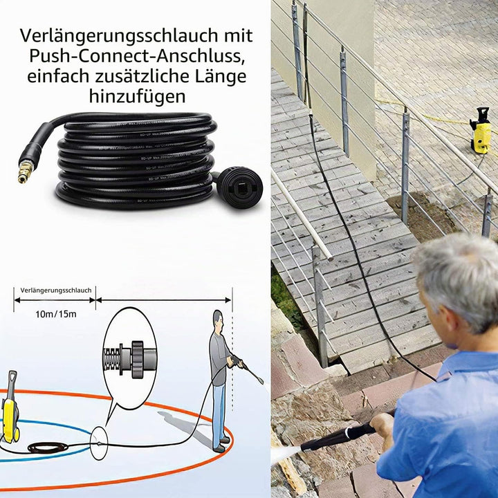 DERASL 10M Kärcher Hochdruckschlauchverlängerung ,Anschlüsse Quick Connect für Hochdruckreiniger Kär