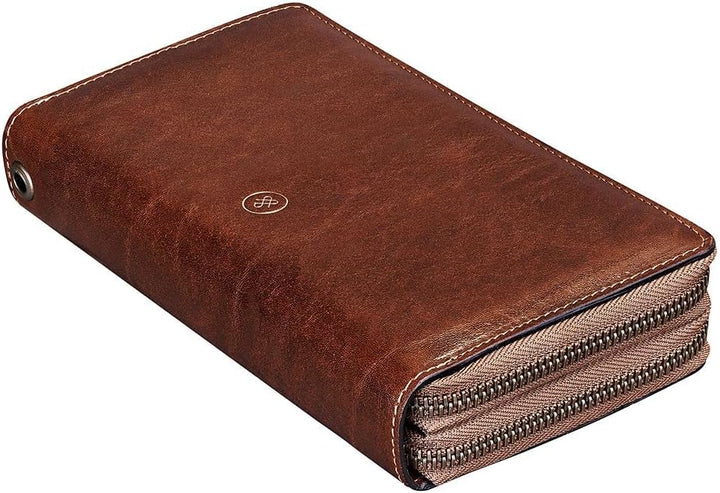 Maxwell Scott Italienische Damen Luxus Leder Clutch Meleto in Cognac Braun, Cognac Braun