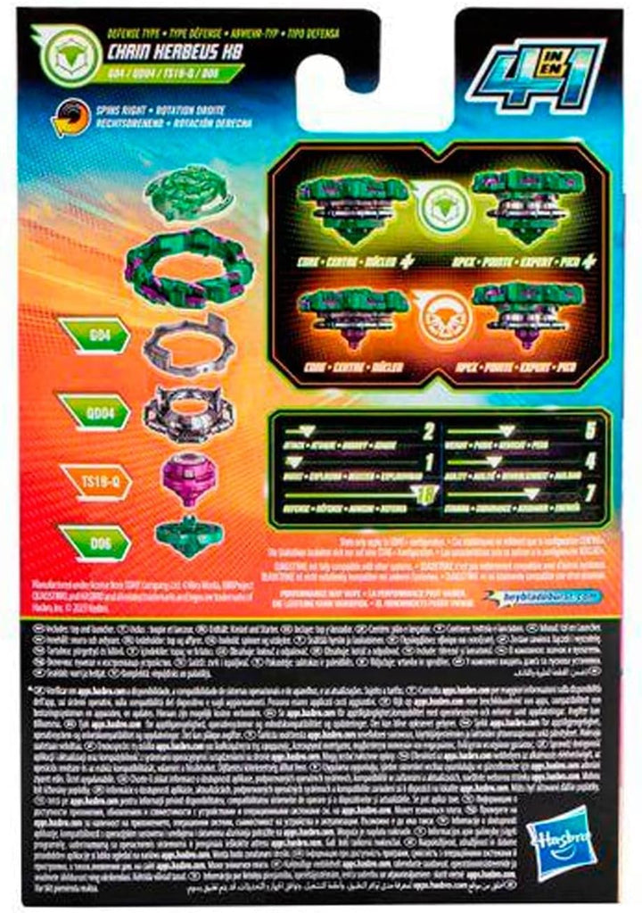 Hasbro Beyblade Burst QuadStrike Chain Kerbeus K8 Starter Pack, Battle Kreisel mit Starter, Spielzeu