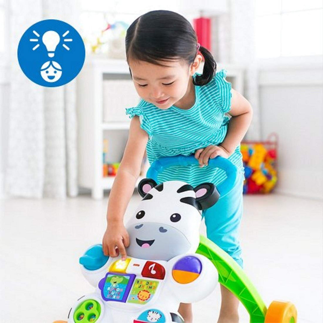 Fisher-Price Lern mit mir - Zebra Lauflernwagen, musikalisches Aktivitäts- und Gehspielzeug mit Lern