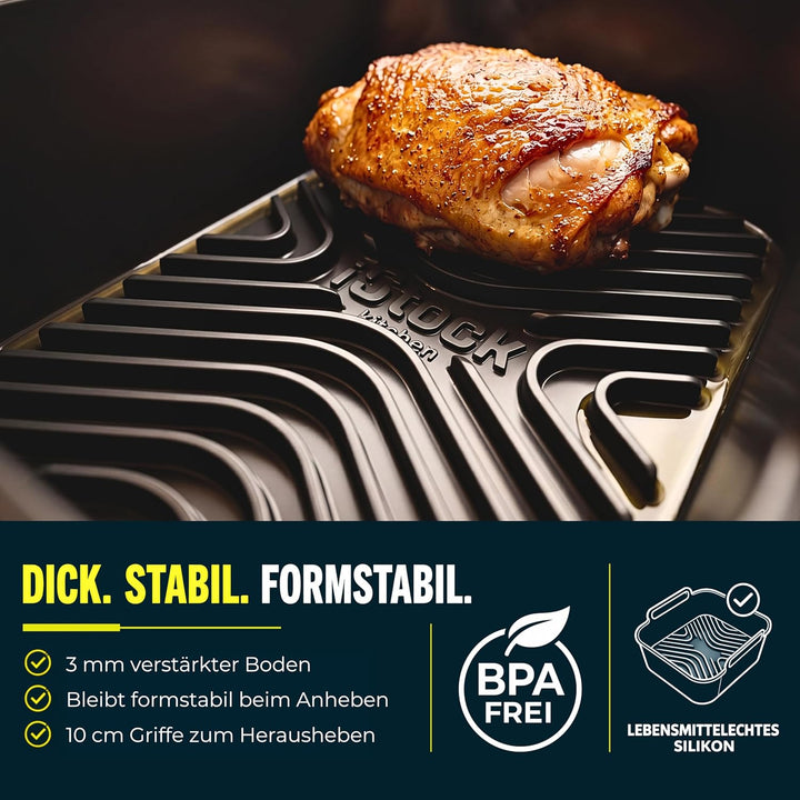 AirFlow Pro™ Ninja Airfryer AF400EU Silikonform 9,5L Zubehör | 2 Stück Silikoneinsatz | 15 mm Rillen