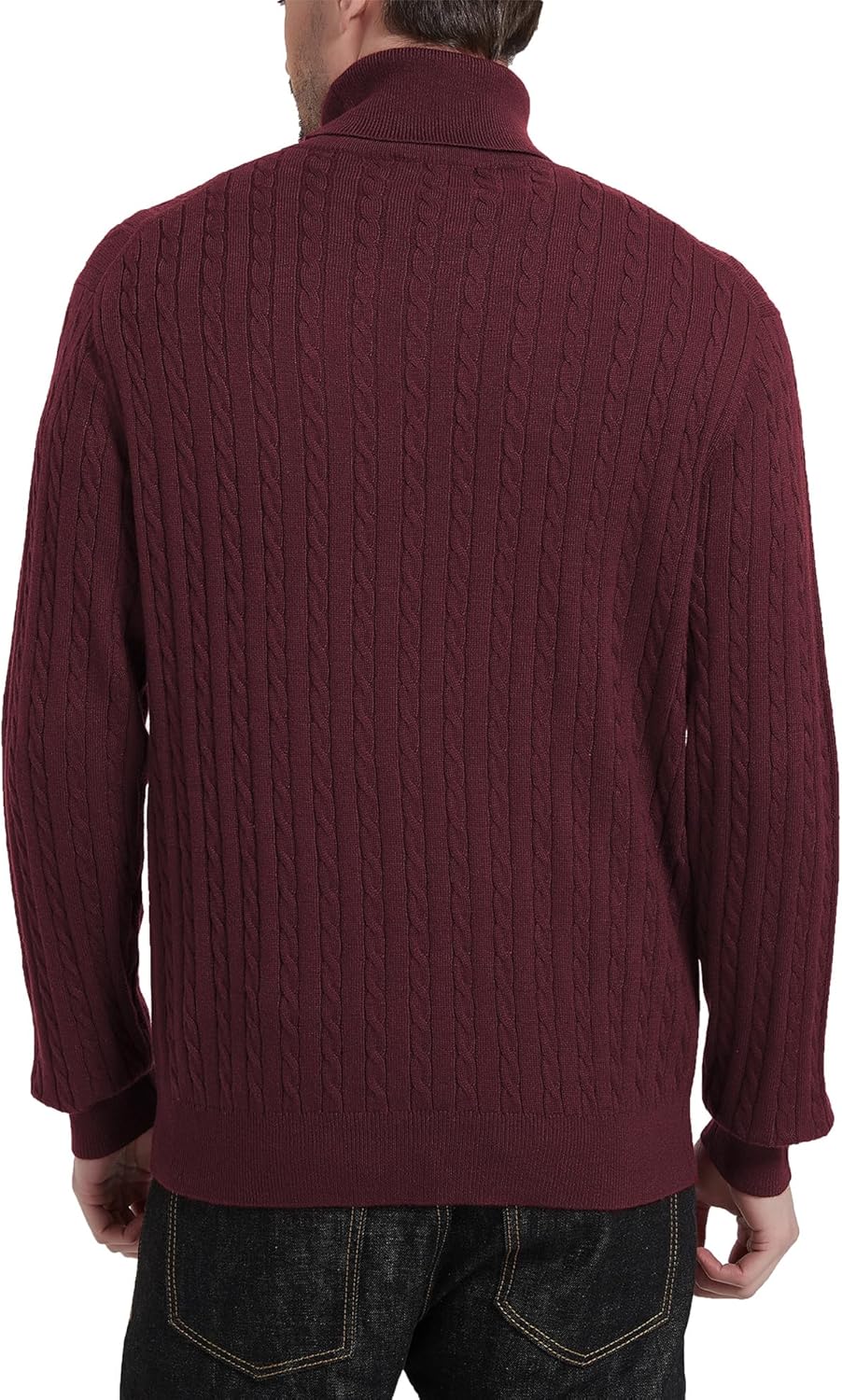 Kallspin Herren Turtleneck Wollmischung Rollkragen Pullover Relaxed Fit Langarm Zopfstrick Jumper, B