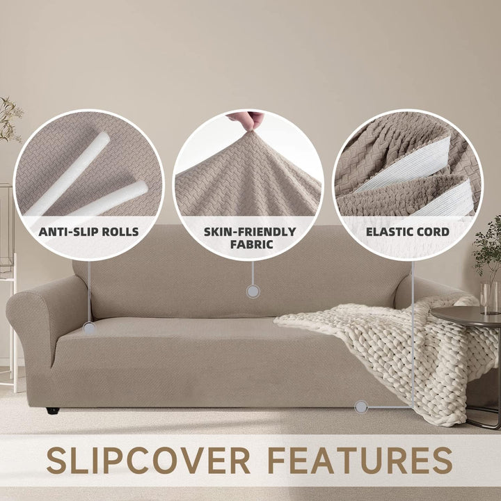 Ystyle Sofa überzug 3 Sitzer Mit Armlehne, Stretch Sofabezug rutschfest, Modern Sofa Cover Für Hunde