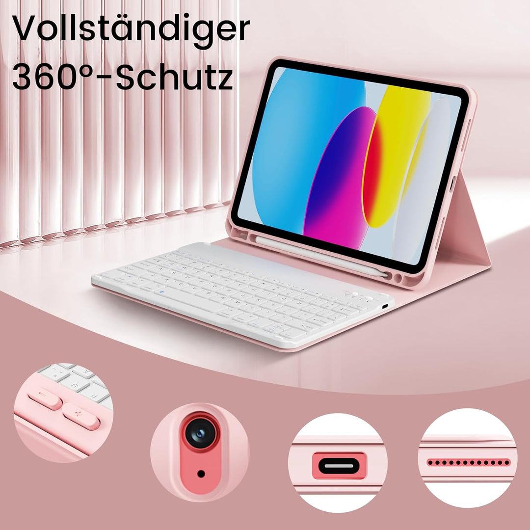 Hülle mit Tastatur für iPad 11 Generation (A16) 11 Zoll 2025/10 Generation 10.9 Zoll 2022, Mit Magne