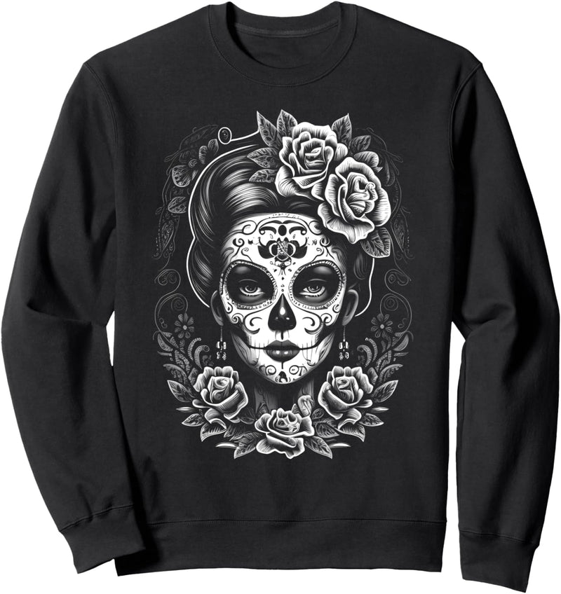 Gothic Style Beauty Catrina Sugar Skull Skelett Dame Sweatshirt