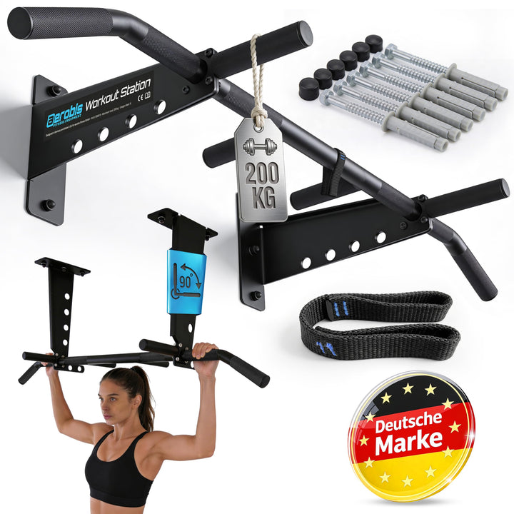 aerobis® Workout Station | Premium Klimmzugstange | Innovative Fitnessgeräte Befestigung + Lagerung