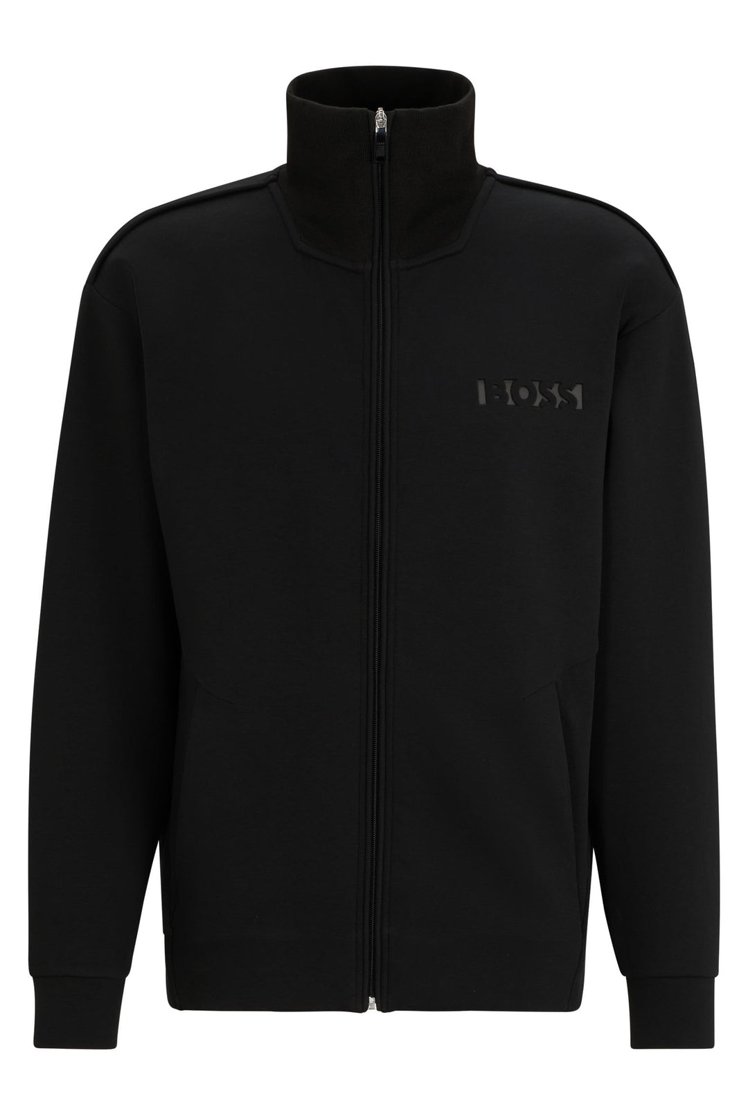 BOSS Herren Selwyn Relaxed-Fit Sweatjacke mit Reissverschluss und Logo-Prägung, Black1