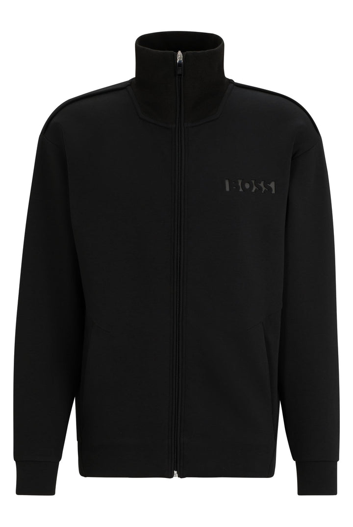BOSS Herren Selwyn Relaxed-Fit Sweatjacke mit Reissverschluss und Logo-Prägung, Black1