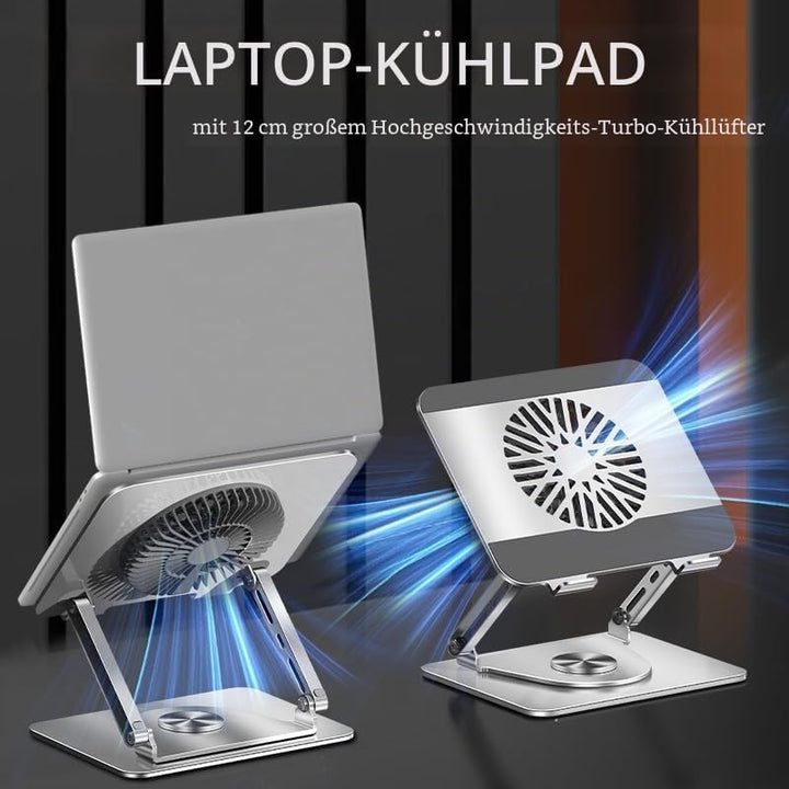 Laptop-Kühlpad 360° drehbarer Laptop-Ständer mit 5" Turbo-Kühllüfter, 2 verstellbaren Neigungswinkel