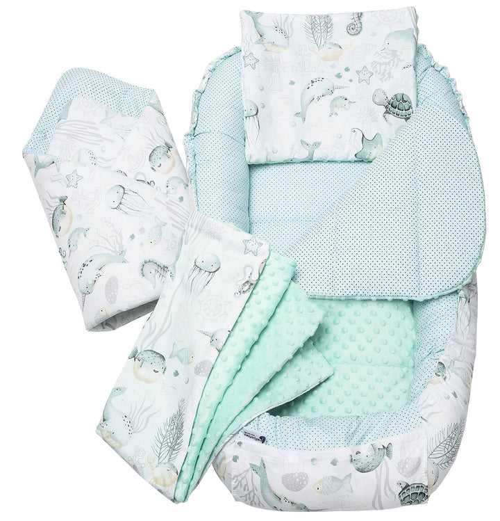 Medi Partners 5 teilig Babynestchen Set Babynest 100x60x15 herausnehmbarer Einsatz Bett Kuschelnest
