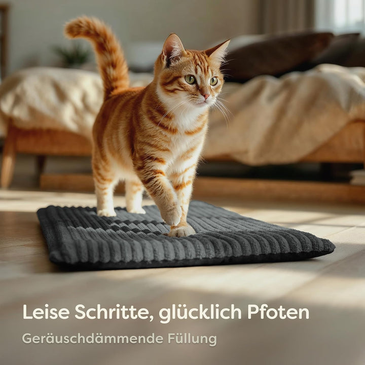 Selbstheizende Wärmedecke Katze 60x45 cm – Weich & Geräuschdämpfend – Waschbarer Bezug – mit Rutschf