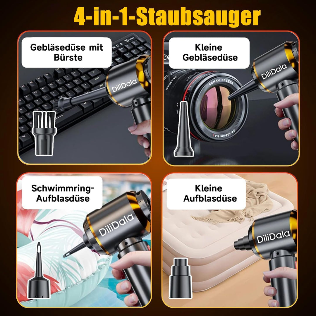 Handstaubsauger Akku, 28000PA Handstaubsauger Auto Staubsauger Kabellos, Upgrade-Schnellladung, 3-Ga