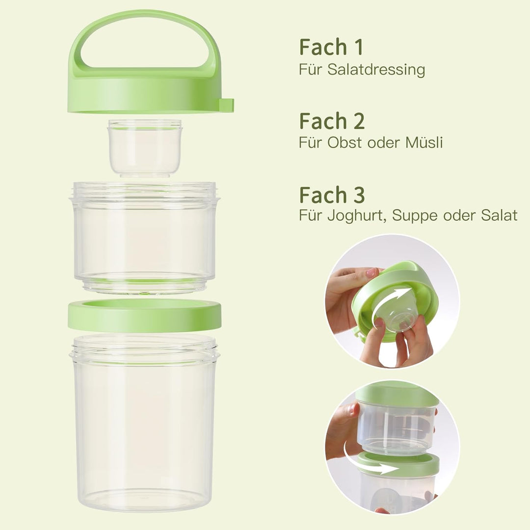 Luxear Müslibecher to Go, Grösser Joghurtbecher to go, Doppelschicht Müslibecher mit Löffel für Früh