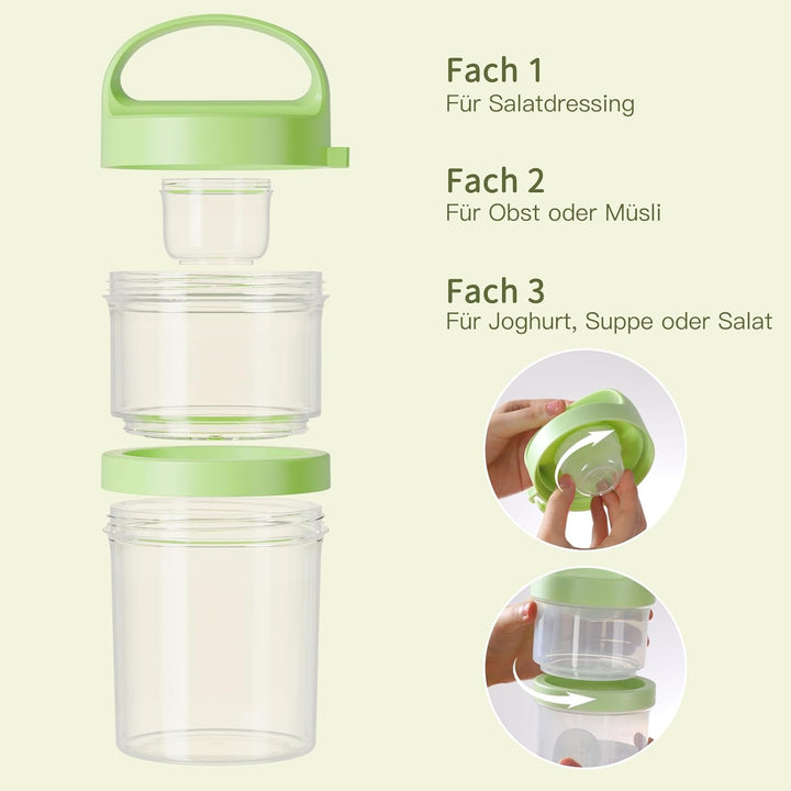 Luxear Müslibecher to Go, Grösser Joghurtbecher to go, Doppelschicht Müslibecher mit Löffel für Früh