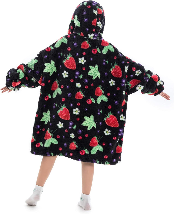 Pterygoid Kapuzenpullover Mädchen, Übergrosse Hoodie Decke Kinder mit Kapuze und Tasche Jungen, Flee