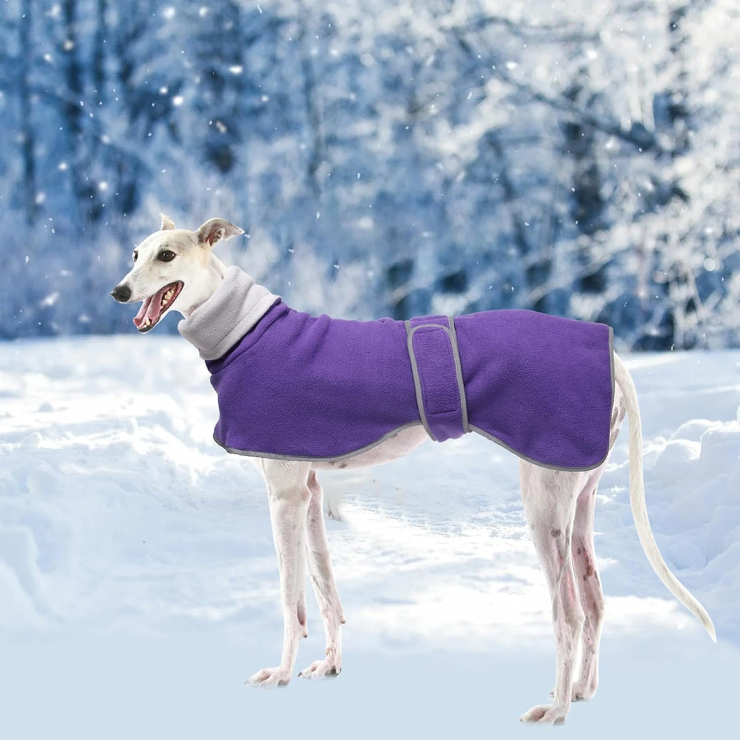 Geyecete Fleece Hundemantel Pullover für Windhunde,Whippet Winterjacken Rollkragen Warmes Verstellba