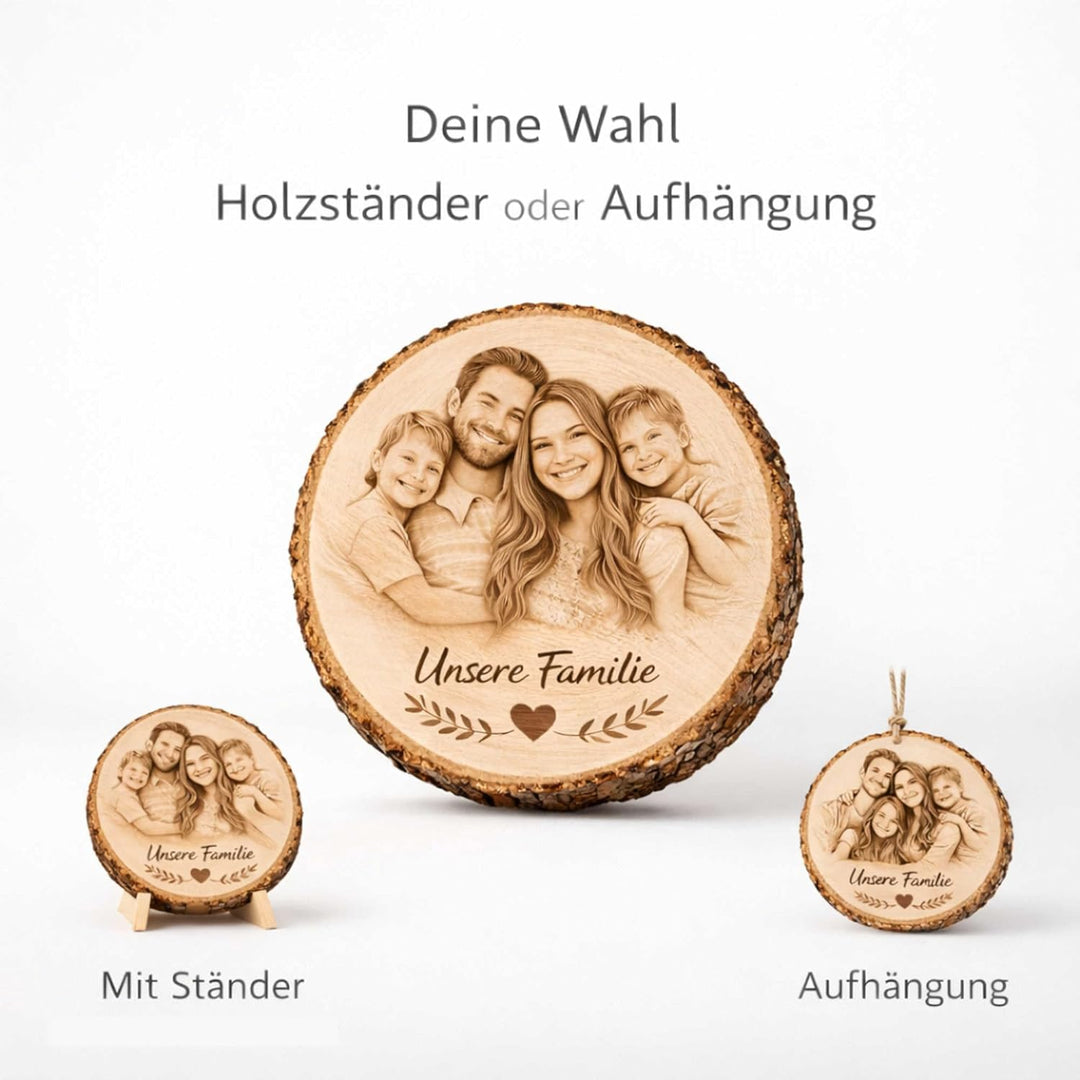 Baumscheibe mit Gravur personalisiert ab 13 cm - Holzscheibe mit Foto & Text - Fotogeschenke für Hoc